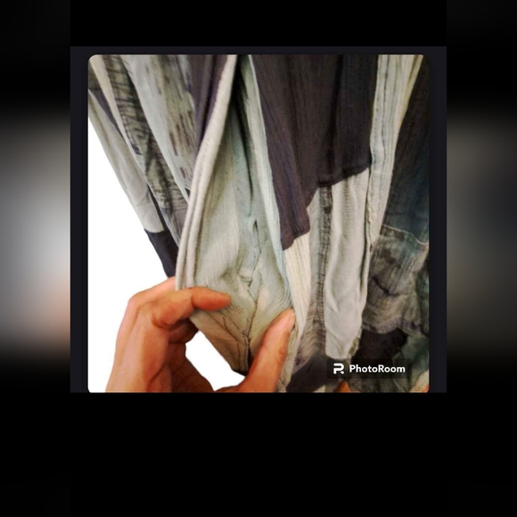 Zizi Rayon Blue ColourBlock Boho Skirt with Pockets - Picture 4 of 5